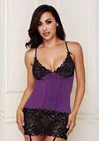 Lace chemise & g string set purple S/M