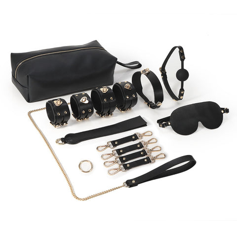 Real leather bondage kit with handbag