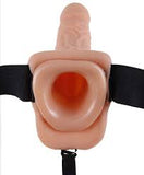 9" Hollow rechargable strap on with balls