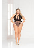 Fence mesh and lace teddy with thong back 11115P & 11115XP