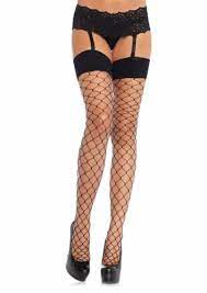 Leg avenue spandex fence net stockings with reinforced toe and comfort wide band top 9105