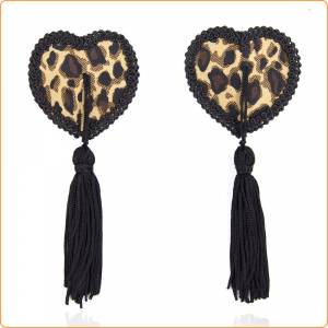 Black tassel leopard nipple pasties