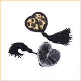 Black tassel leopard nipple pasties